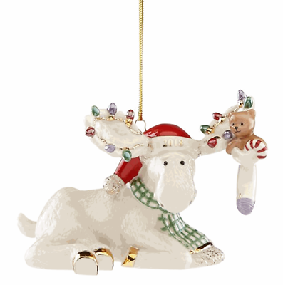 Lenox 2018 Moose Figurine Ornament Annual Marcel's Christmas Stocking Teddy NEW1