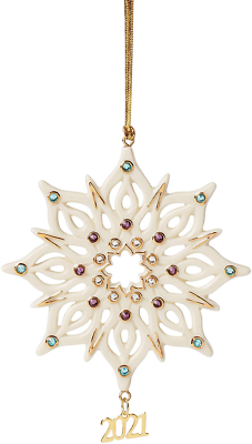 Lenox 2021 Gemmed Snowflake Ornament Annual Multicolored Crystals Christmas NEW0