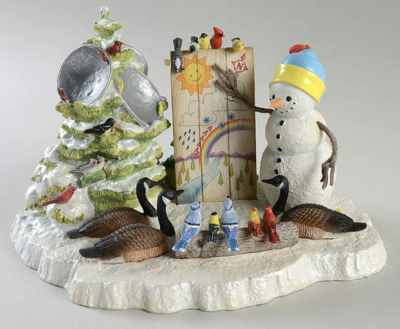 Lenox A Snowy Forecast Snowman Figurine Weatherman Birds Geese Bywaters 6.5" NEW1