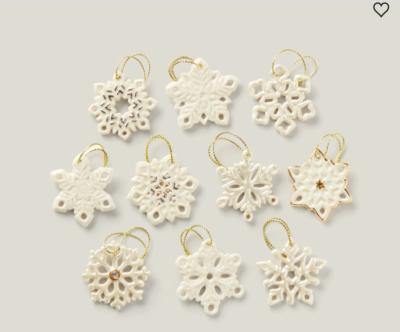 Lenox Snowflake Miniature Tree Ornaments Set Of 10 Winter Christmas New1