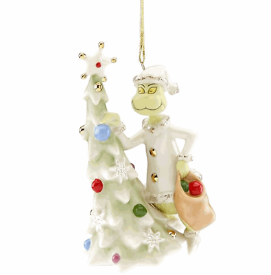 Lenox 2018 Sneaky Greedy Grinch Figurine Ornament Who Stole Christmas Tree NEW0