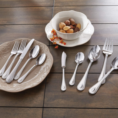 Lenox French Perle 65 PC Flatware Set Service For 12 Stainless 18/10 Beading NEW2