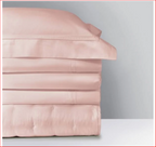 Yves Delorme Triomphe Pink King Shams Pair Blush Saddle Stitch Cotton Sateen NEW2