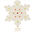 Lenox 2019 Gemmed Snowflake Ornament Annual Red & Green Crystals Christmas NEW0