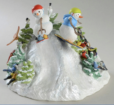 Lenox Snowboarding Snowman Figurine Shredding Snow Garden Birds Bywaters 6" NEW1