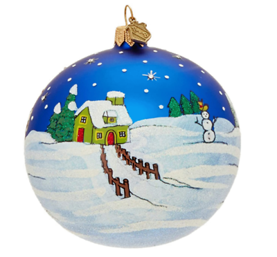 Reed & Barton Classic Christmas Town Carolers Ornament Ball Hand Blown Glass NEW1