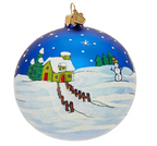 Reed & Barton Classic Christmas Town Carolers Ornament Ball Hand Blown Glass NEW1