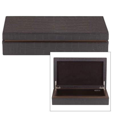 Reed & Barton Men's  Keepsake Box  Brown Leather Large All Purpose 16.75" NEW0