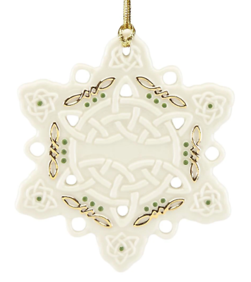 Lenox Irish Celtic Knot Snowflake Ornament Green Gold St Patrick Christmas NEW0