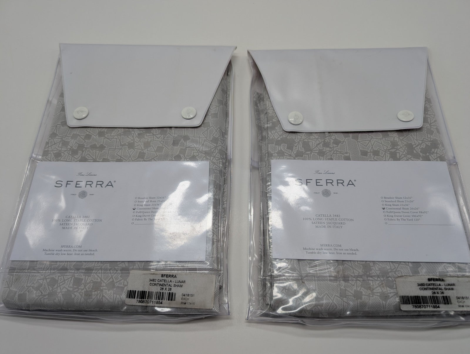 Sferra Catella Queen Duvet Euro Set 3PC Lunar Cotton Sateen Jacquard Italy NEW8