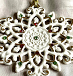 Lenox 2012 Gemmed Snowflake Ornament Annual Red Green Crystals Christmas NEW1