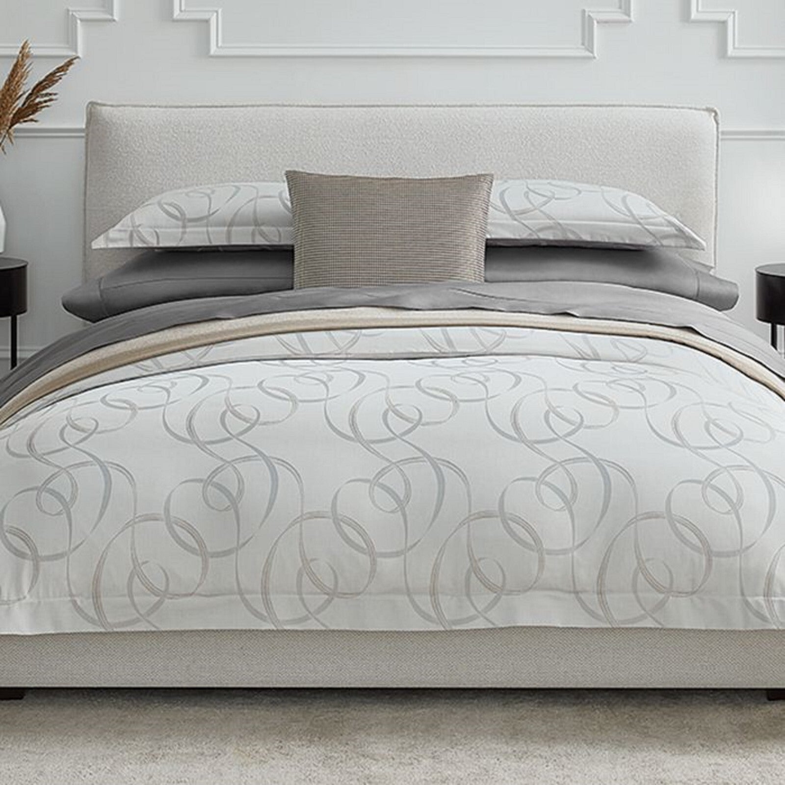 Sferra Caravino Tin Standard Sham Swirly Ribbon Design Sateen Jacquard Italy NEW2