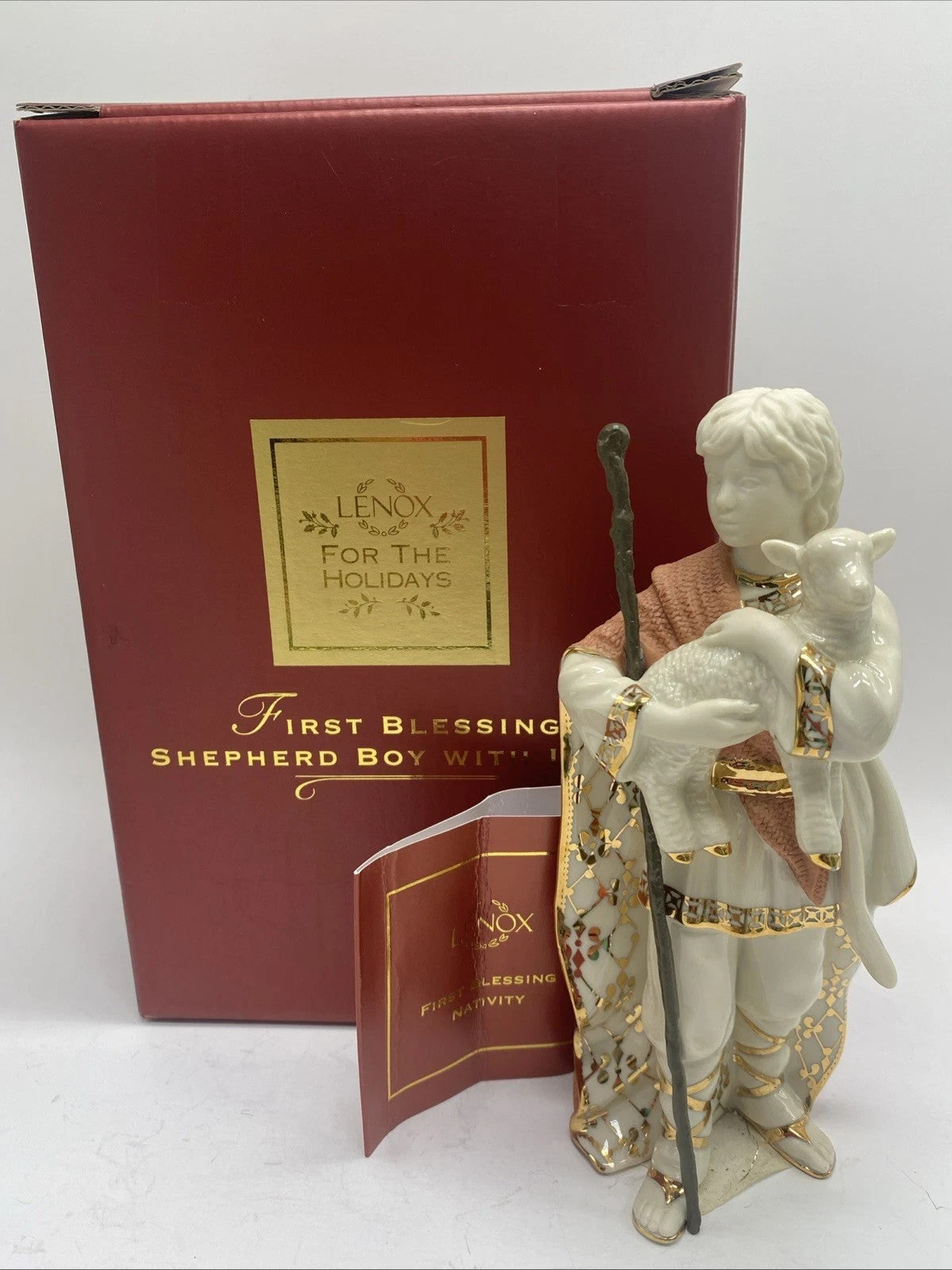 Lenox First Blessing Nativity Shepherd Boy With Lamb Figurine Christmas NEW11