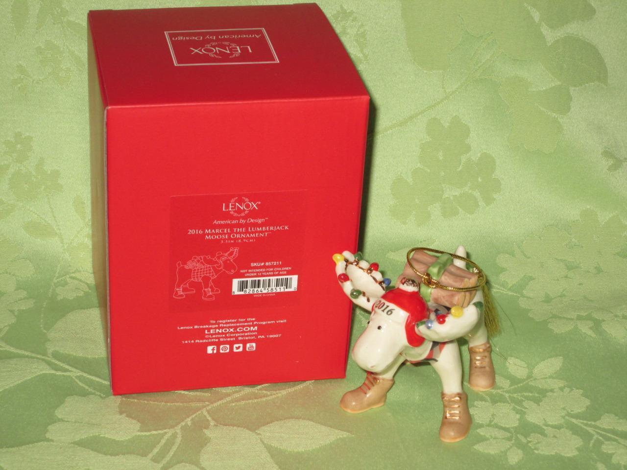 Lenox 2016 The Lumberjack Moose Figurine Ornament Marcel  Annual Work Boots NEW5