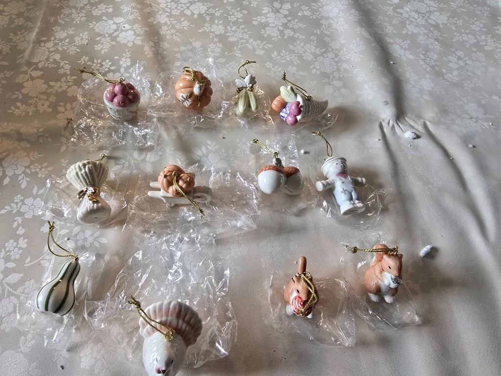Lenox Autumn Delights Miniature Tree Ornaments 12 Thanksgiving Turkey Corn NEW8