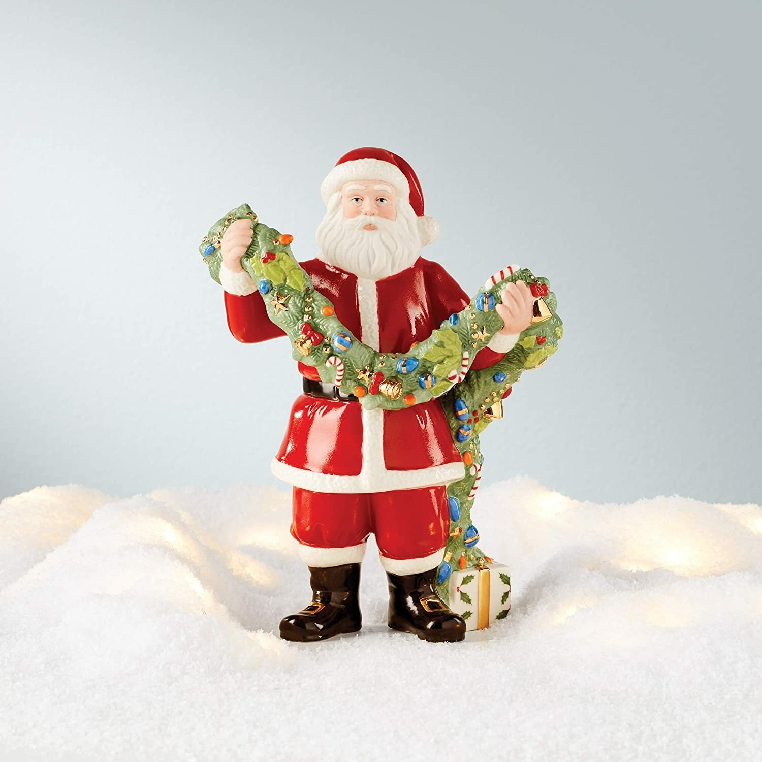 Lenox 2020 Santa Figurine Deck The Halls Decorating With Garland Christmas New1
