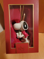 Lenox Peanuts Snoopy Reindeer Ornament Figurine with Gift Gold Antlers Scarf NEW2