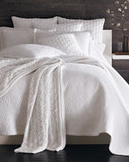 Sferra Amelia Ivory Throw Pillow Quilted Cotton Matelasse Scroll Square 20" NEW5