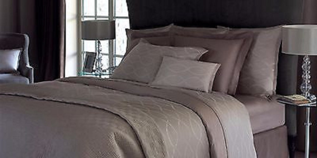 Yves Delorme Triomphe Taupe King Shams Sureau Egyptian Cotton Sateen France NEW9