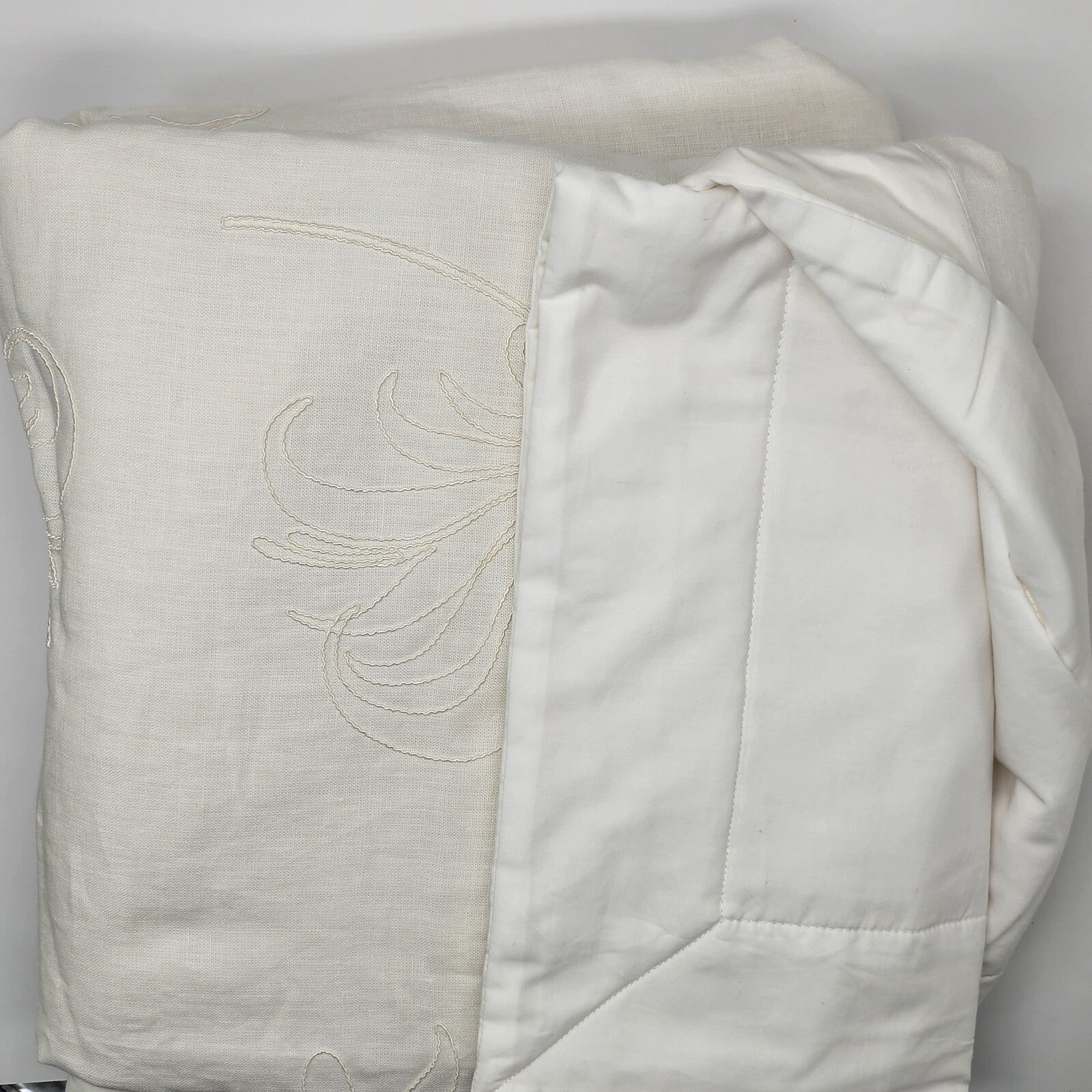 Yves Delorme Nymphe White Counterpane Reverses Feathery Embroidered Jacquard NEW7