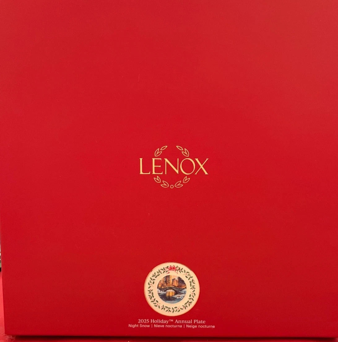 Lenox 2025 Holiday Collector Plate Night Snow Horse Drawn Carriage Bridge LE NEW4
