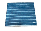 Sferra Marice Blue Throw Blanket Stripes Fringed Wool Silk Oversized Italy NEW6