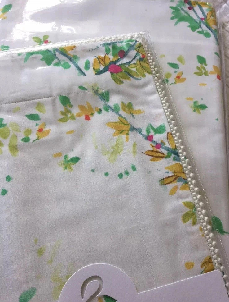 Yves Delorme Lucine King Duvet Set 3PC Floral Print Reversible Lace Finish NEW16