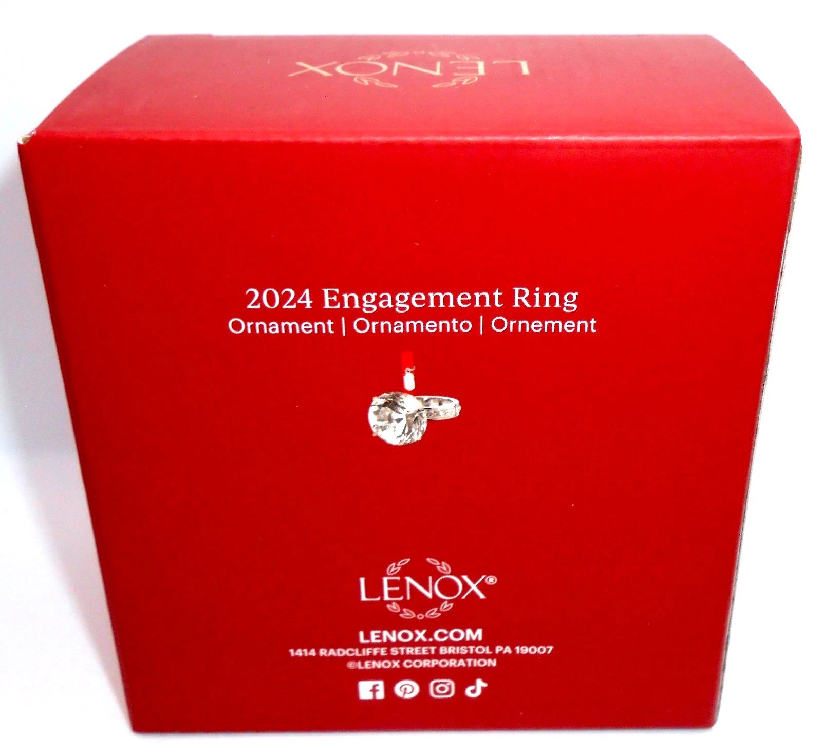 Lenox 2024 Engagement Ring Ornament Wedding Proposal Crystal Christmas Gift NEW4
