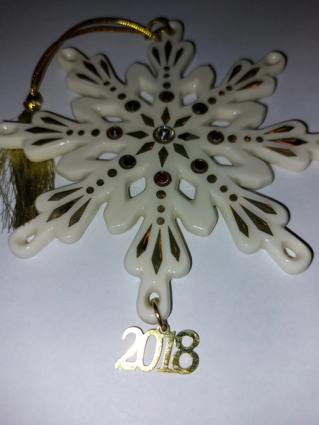 Lenox 2018 Gemmed Snowflake Ornament Annual Red & Black Crystals Christmas NEW2