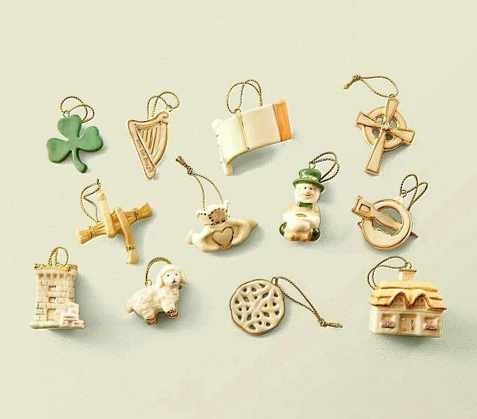 Lenox Saint Patrick's Day Miniature Tree Ornaments Set 12 Luck Of The Irish NEW1
