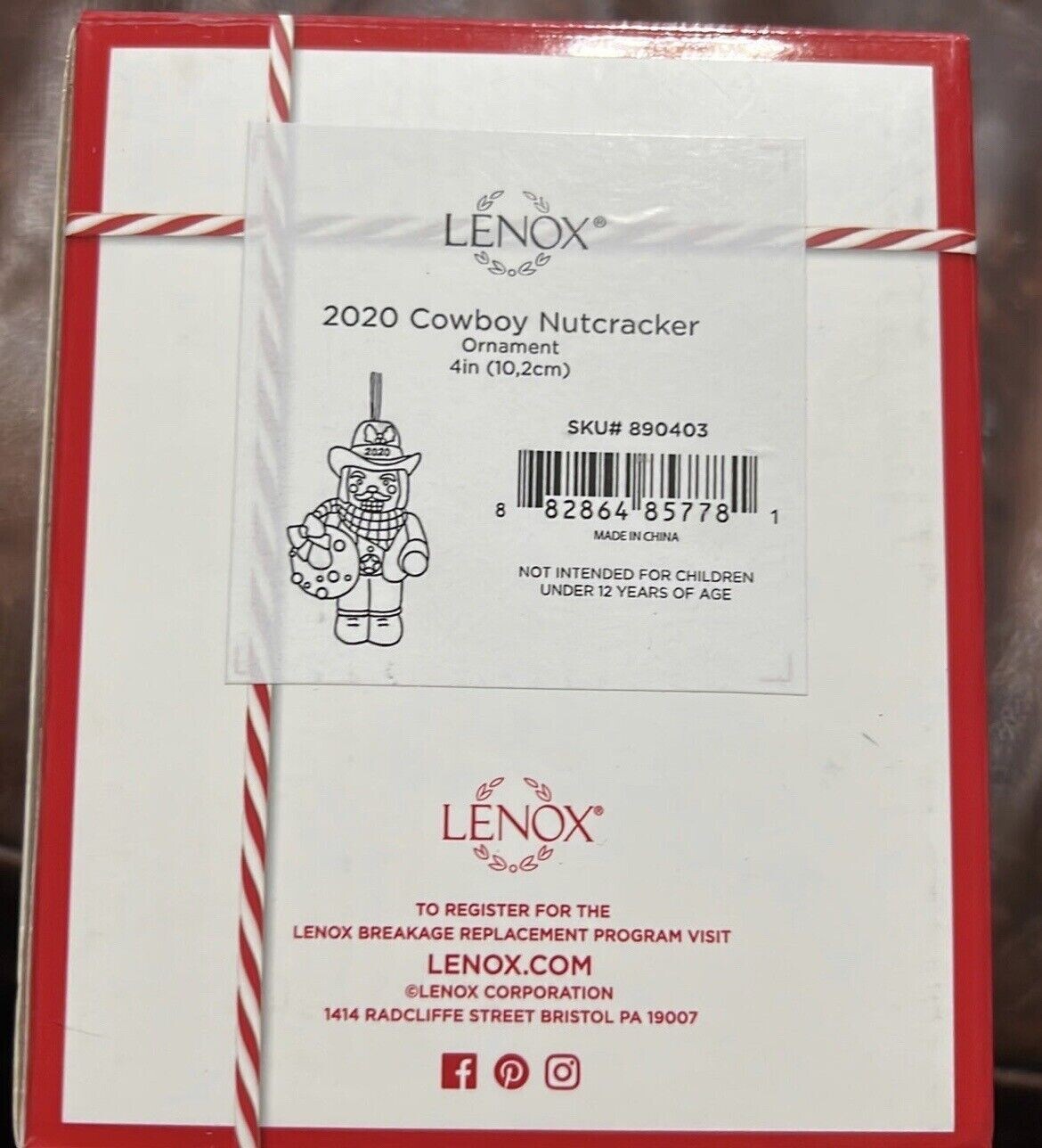 Lenox 2020 Cowboy Nutcracker Figurine Ornament Annual Sherriff Hat Christmas NEW4