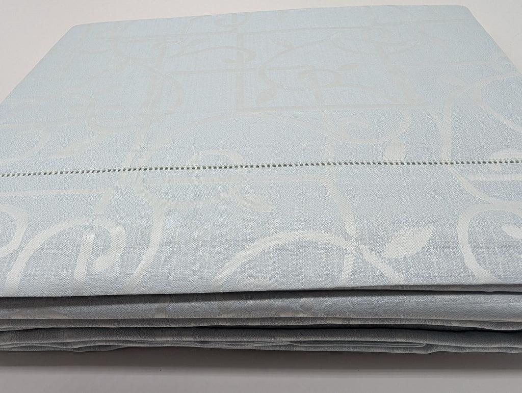 Sferra Graticcio Aquamarine King Duvet Set 3PC Cotton Sateen Jacquard Italy NEW13