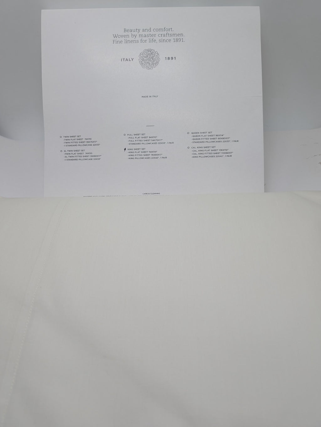 Sferra Celeste Ivory King Sheet Set 4PC 100% Cotton Percale 406TC Soft Italy NEW16