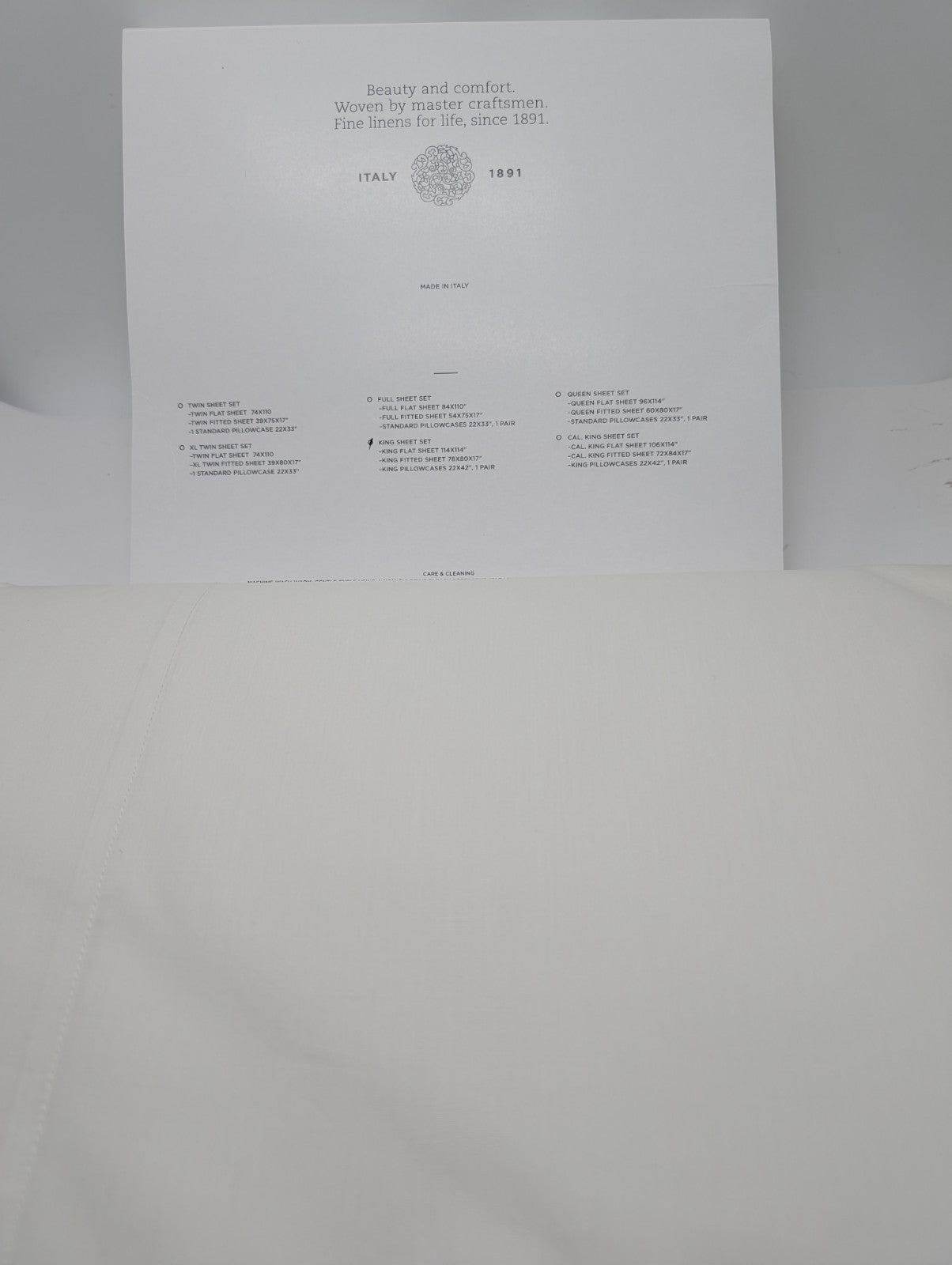 Sferra Celeste Ivory King Sheet Set 4PC 100% Cotton Percale 406TC Soft Italy NEW16
