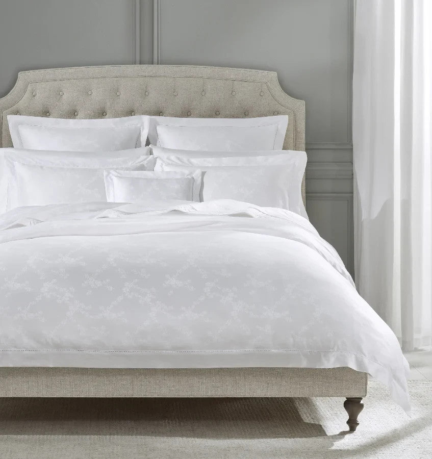 Sferra Giza 45 Natura White Queen Flat Sheet Egyptian Cotton Sateen Jacquard NEW4