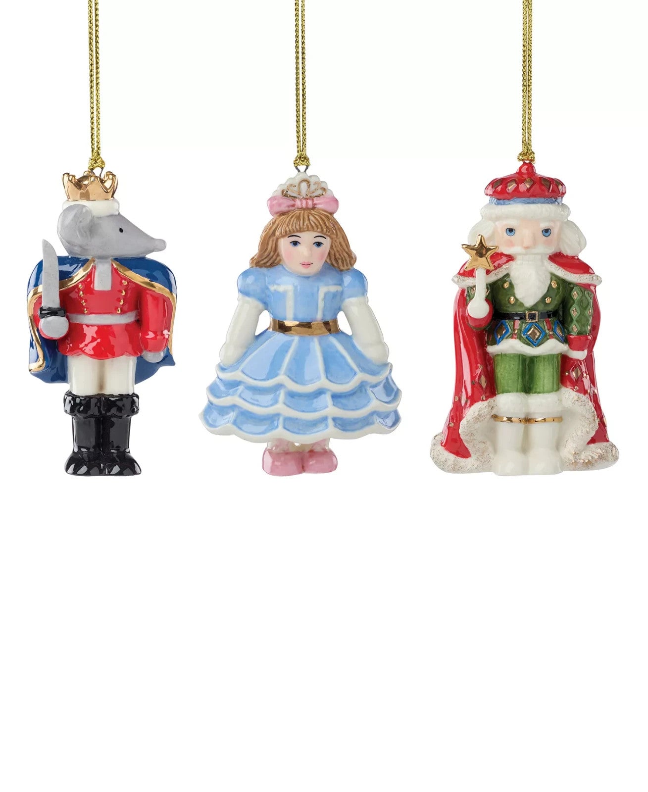 Lenox Nutcracker Ballet  Figurine Ornament Set 3 Clara Mouse King Christmas NEW0