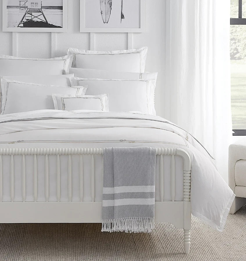 Sferra Squillo White Twin Duvet Platinum Satin Stitch Embroidery Youth Italy NEW2