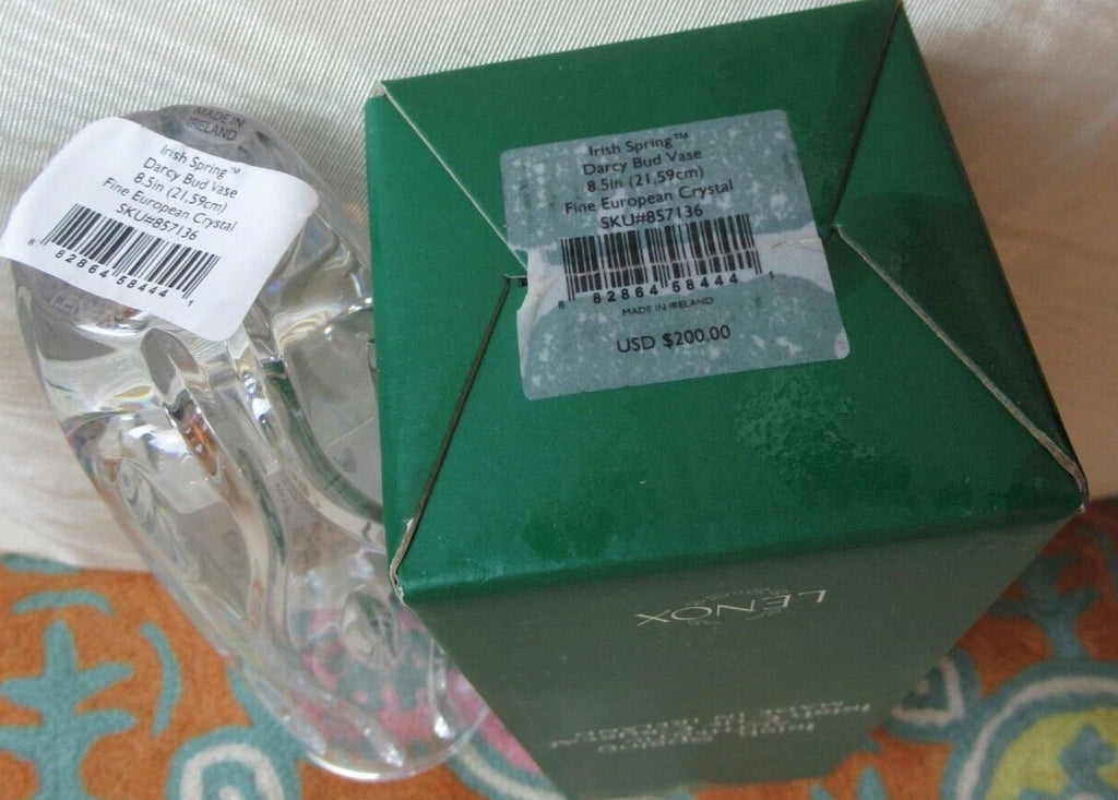 Lenox Irish Spring Crystal Darcy Bud Vase Flower Hand Cut 8.5" Ireland Gift NEW2