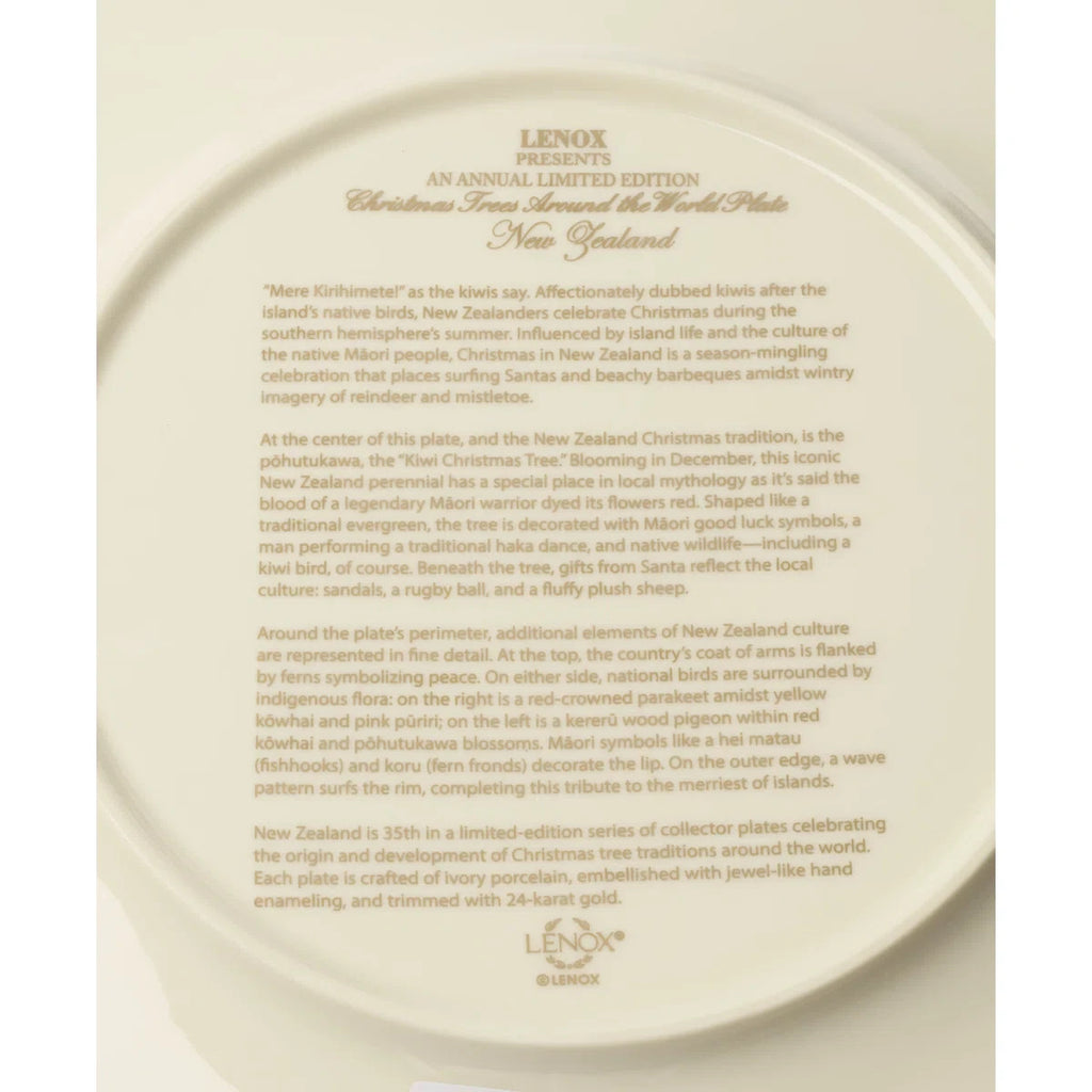 Lenox 2025 New Zealand Collector Plate Trees Around The World 35th Christmas NEW1