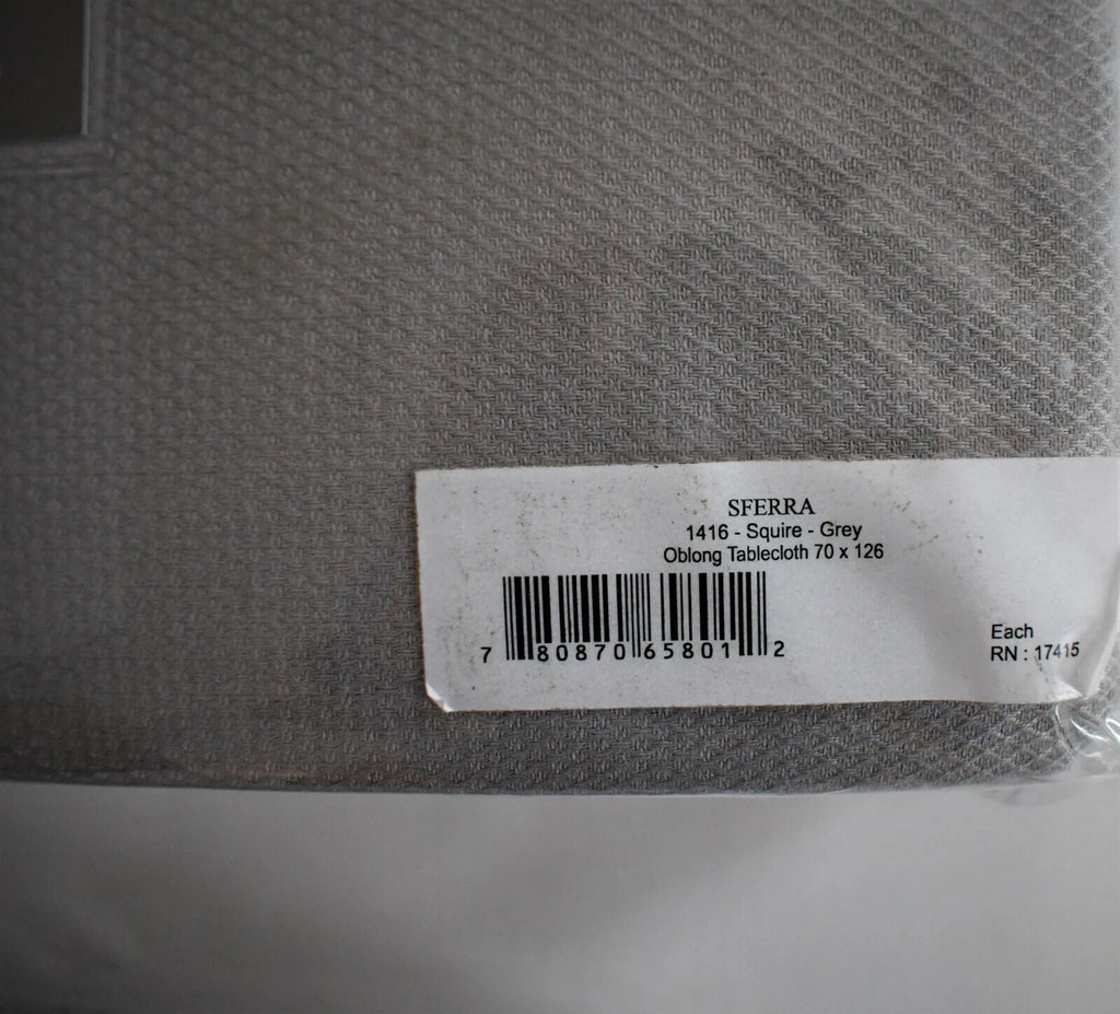 Sferra Squire Grey Tablecloth & 16 Napkins Diamond Pique 70"X126" Easy Care NEW5