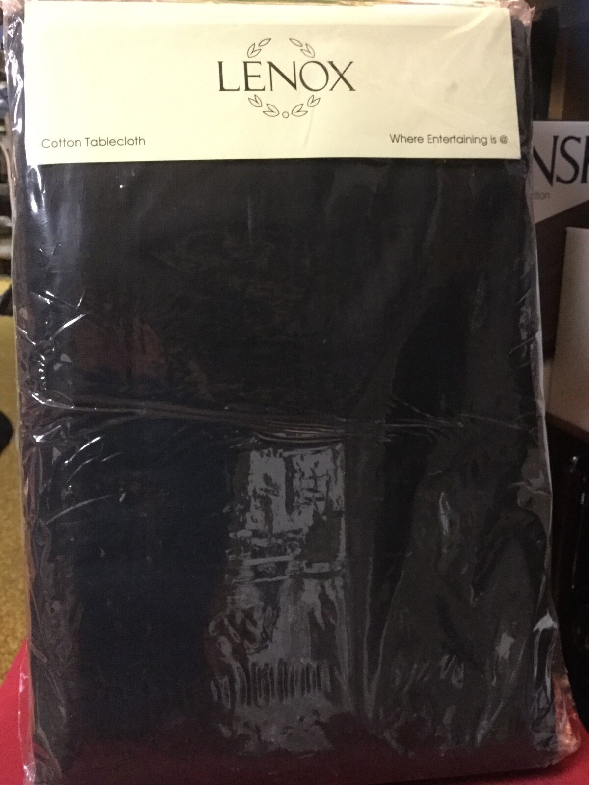 Lenox Black Square Tablecloth 52" Square 100% Cotton Washable Halloween NEW2