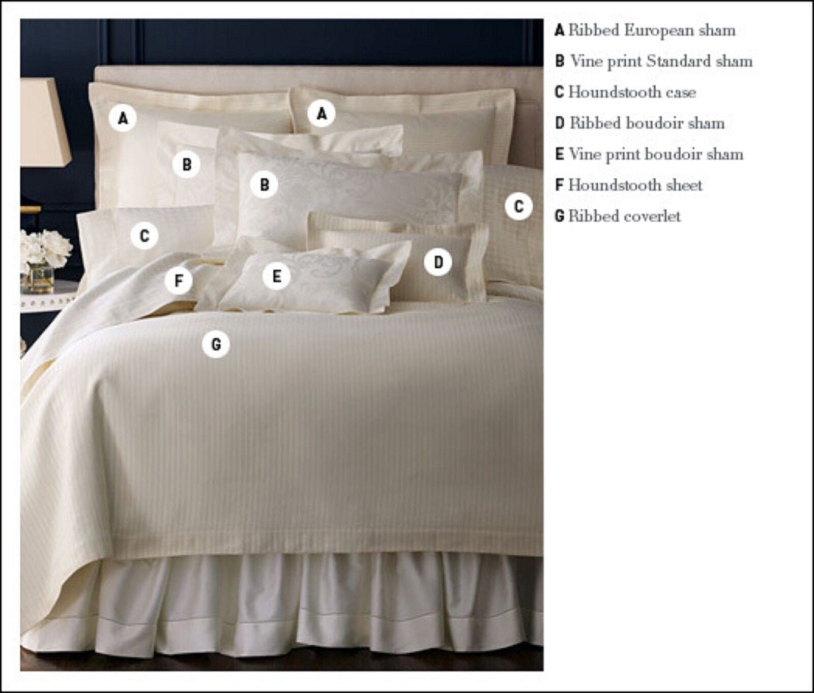 Sferra Ivory Houndstooth Standard Pillowcases Egyptian Cotton Sateen Italy NEW4