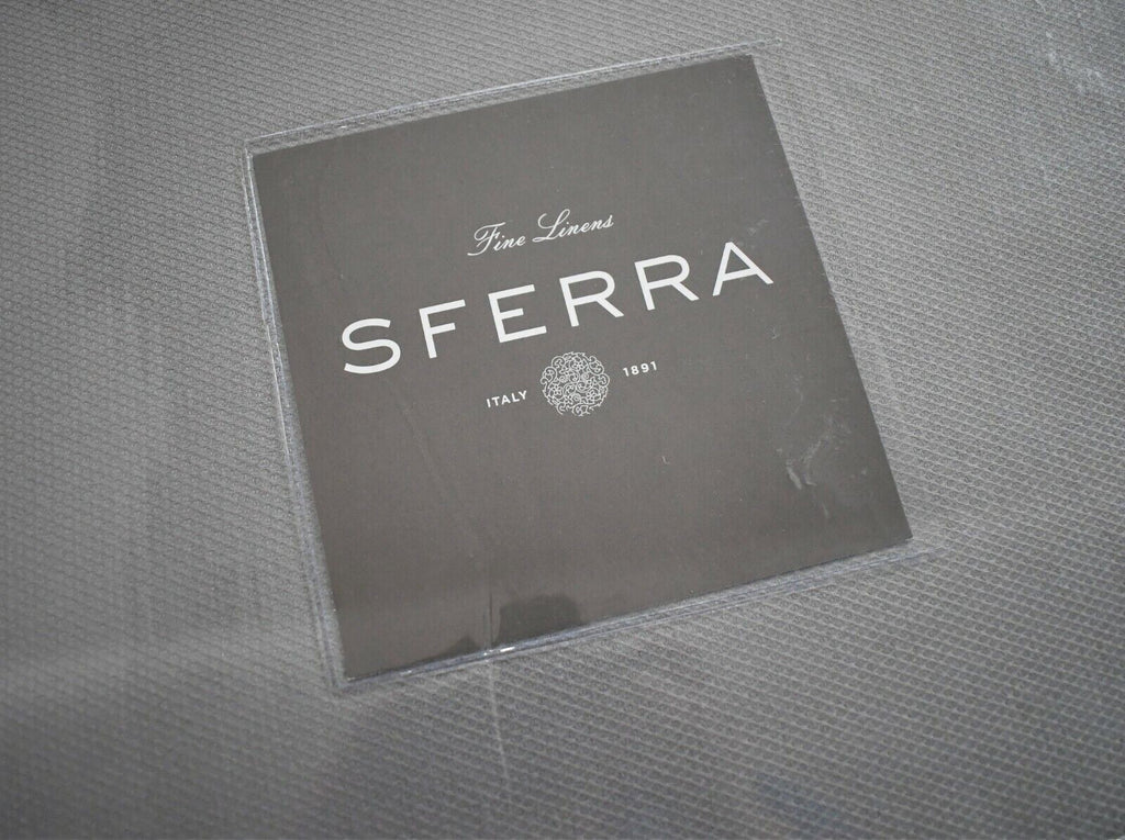 Sferra Squire Grey Tablecloth & 16 Napkins Diamond Pique 70"X126" Easy Care NEW14
