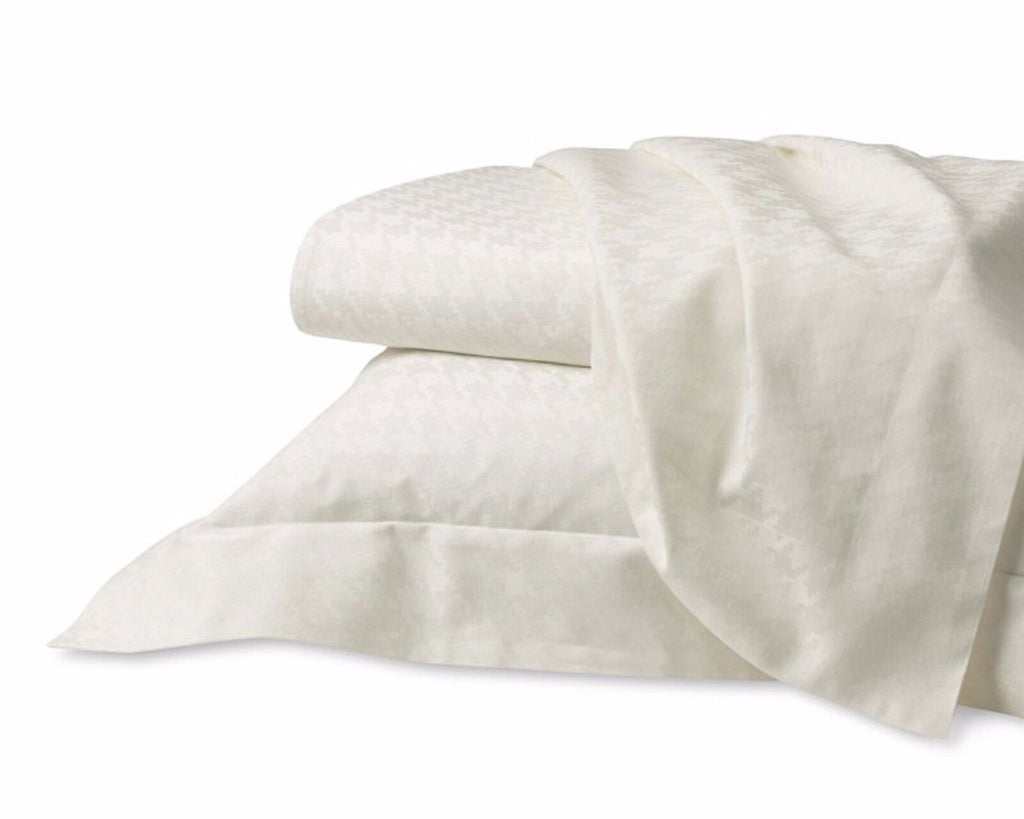 Sferra Ivory Houndstooth Standard Pillowcases Egyptian Cotton Sateen Italy NEW2
