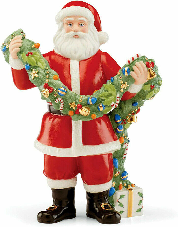 Lenox 2020 Santa Figurine Deck The Halls Decorating With Garland Christmas New0