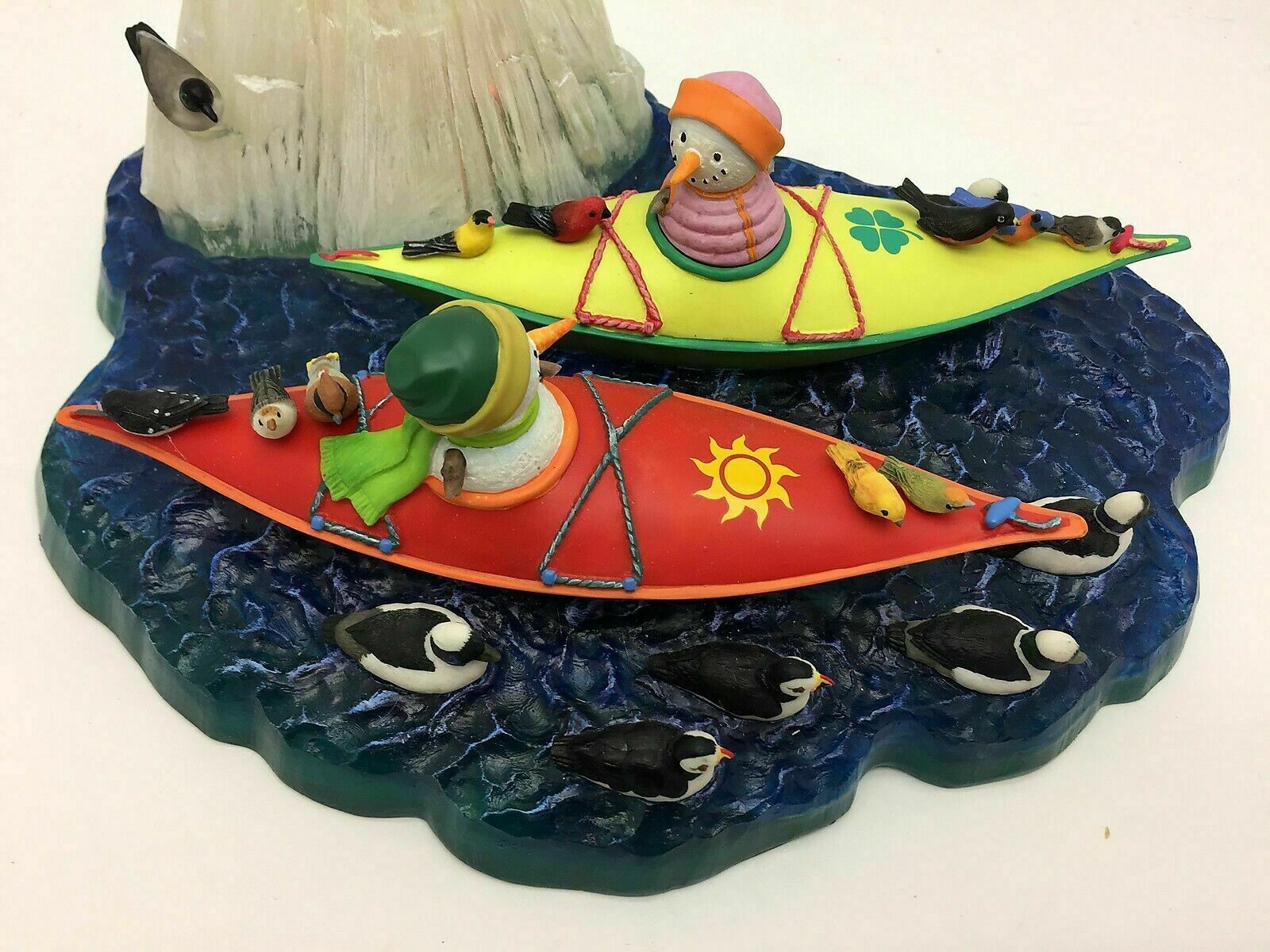 Lenox Lighted Kayaking Snowman Figurine Friends Polar Bear Penguins Bywaters NEW1