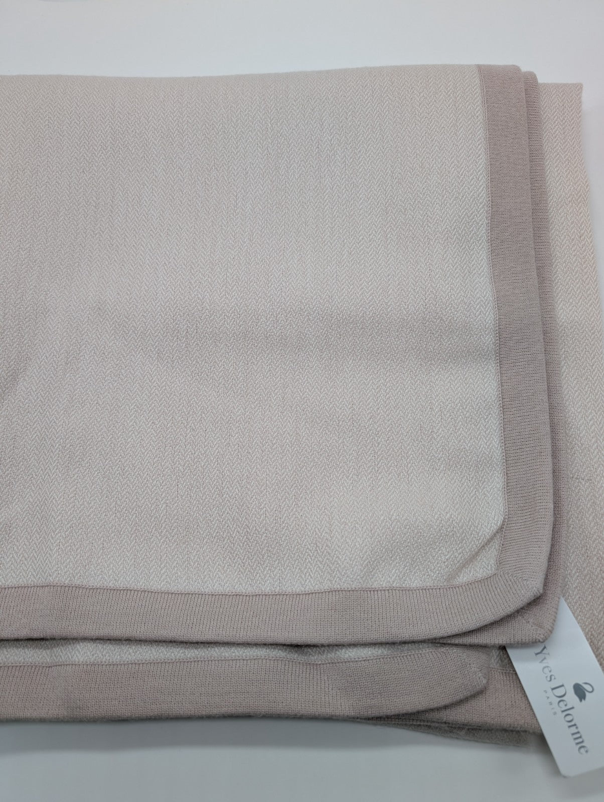 Yves Delorme Visible Beige Throw Blanket Baby Alpaca Border 51"x67" Gift BOX NEW12