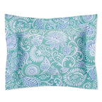 Sferra Ressa Aqua Euro Sham Floral Cornflower Blue Cotton Percale Italy NEW1