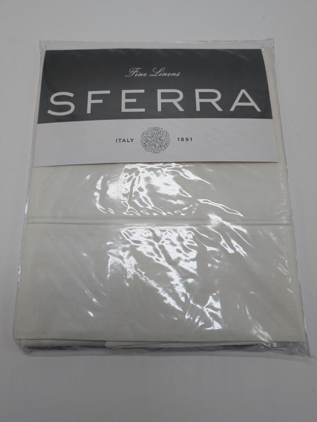 Sferra Isabella Ivory King Pillowcases Solid 100% Cotton Percale 500TC Italy NEW1