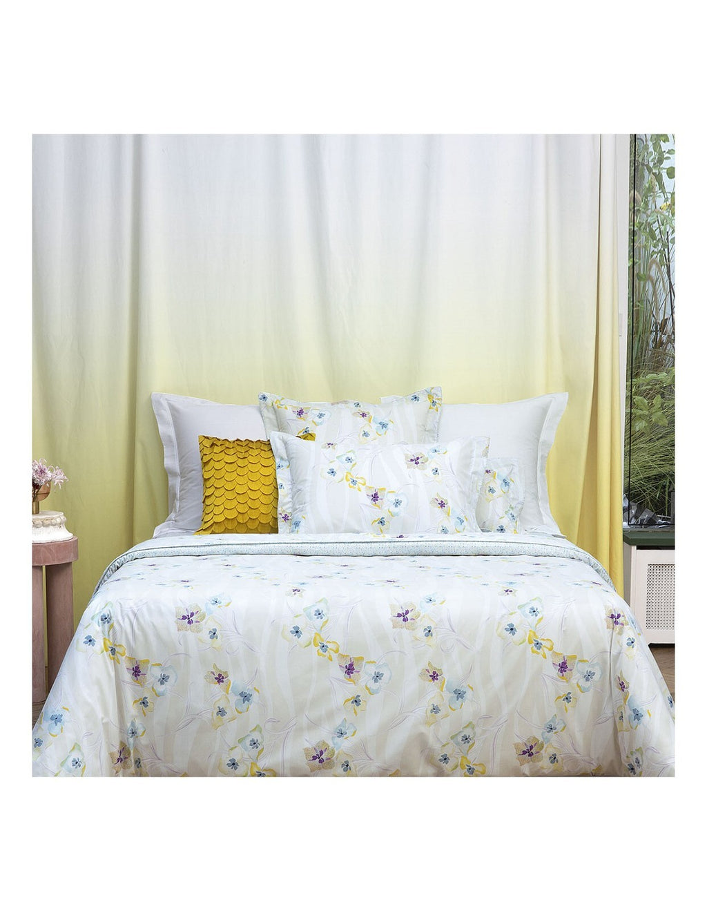 Yves Delorme Ondee King Duvet Multi Floral Print Cotton Percale Reversible NEW7